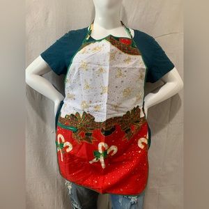 Christmas apron holiday apron bows and candy canes handmade